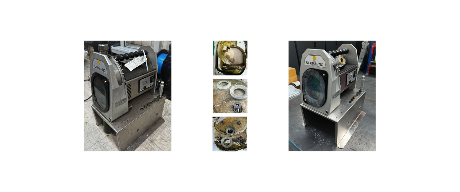 Before and after service of an Inelco grinder