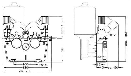 CWF 502 FOUR ROLL WIRE FEED MECHANICS DIMENSIONS