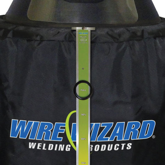 Wire Level Gauge fitted to a welding wire drum