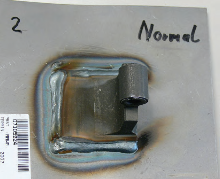 MAG welding of door hinge on zinc coated metal sheet using Protec CE15S++ anti-spatter