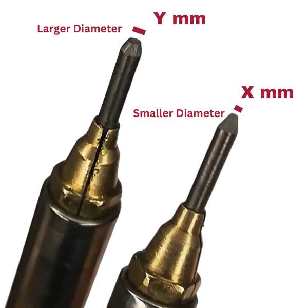 Electrodes with small and large truncated diameters processed using Inelco Truncator