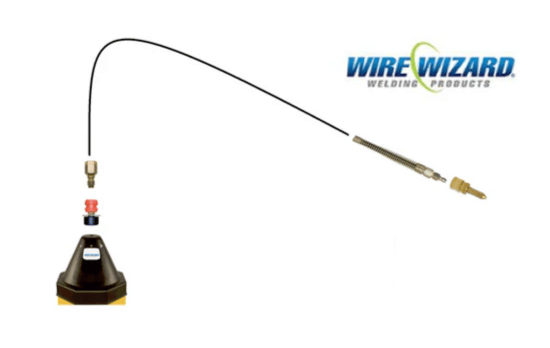 Picture of drum to feeder setup with partnership between welding automation and Wire Wizard